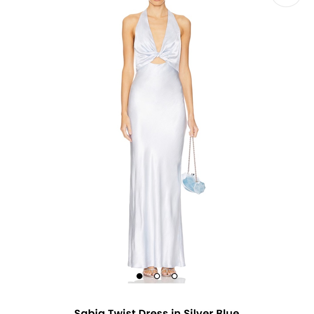 Elegant Silver Blue Halter Dress